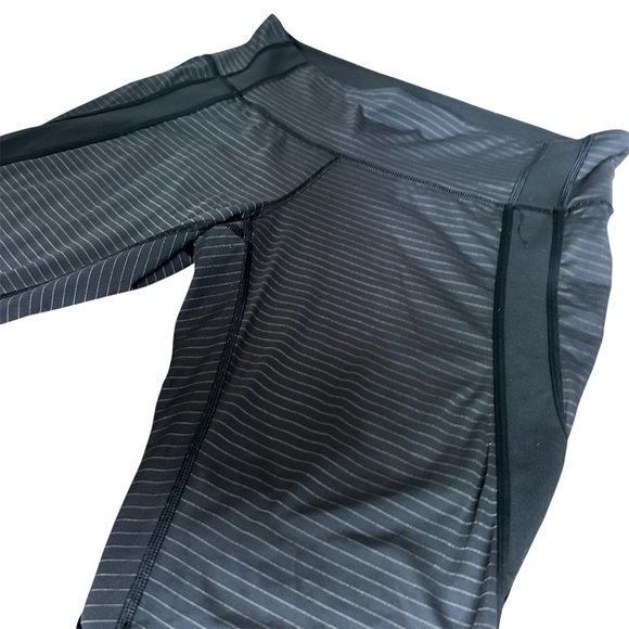 Lululemon InStride Crop Leggings Black Pinstripe Mesh Panel Size 12 - Picture 2 of 15